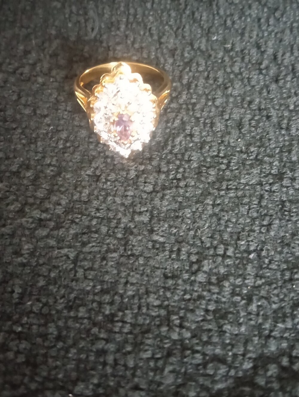 Vintage Uncas Gold HGE Tone Purple Centerstone Halo Ring